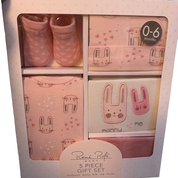 Rene Rofe Baby Girls Bunny 5 Piece Gift Set New in Box. Never Opened - Picture 2 of 4